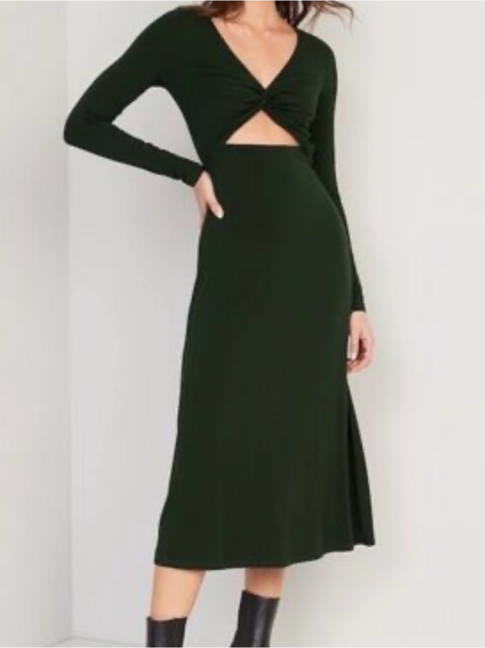 OLD NAVY Dark Green Cut Out Long Sleeve Dress Size 2X Women Casual Plus AC6